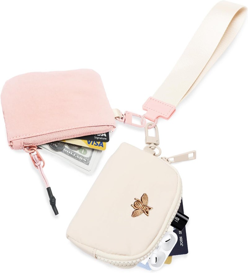 COOLANS Mini Wristlet Wallets Dual Pouch,Around Wristlet Handbag Wallet for Women Zip Cards Holder,Wristlet Bracelet Purse - Image 4